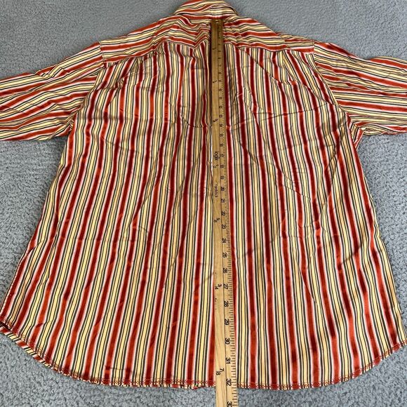 Tommy Bahama Silk Shirt Mens XL Red Orange Red Striped Long Sleeve Collar - Picture 8 of 12